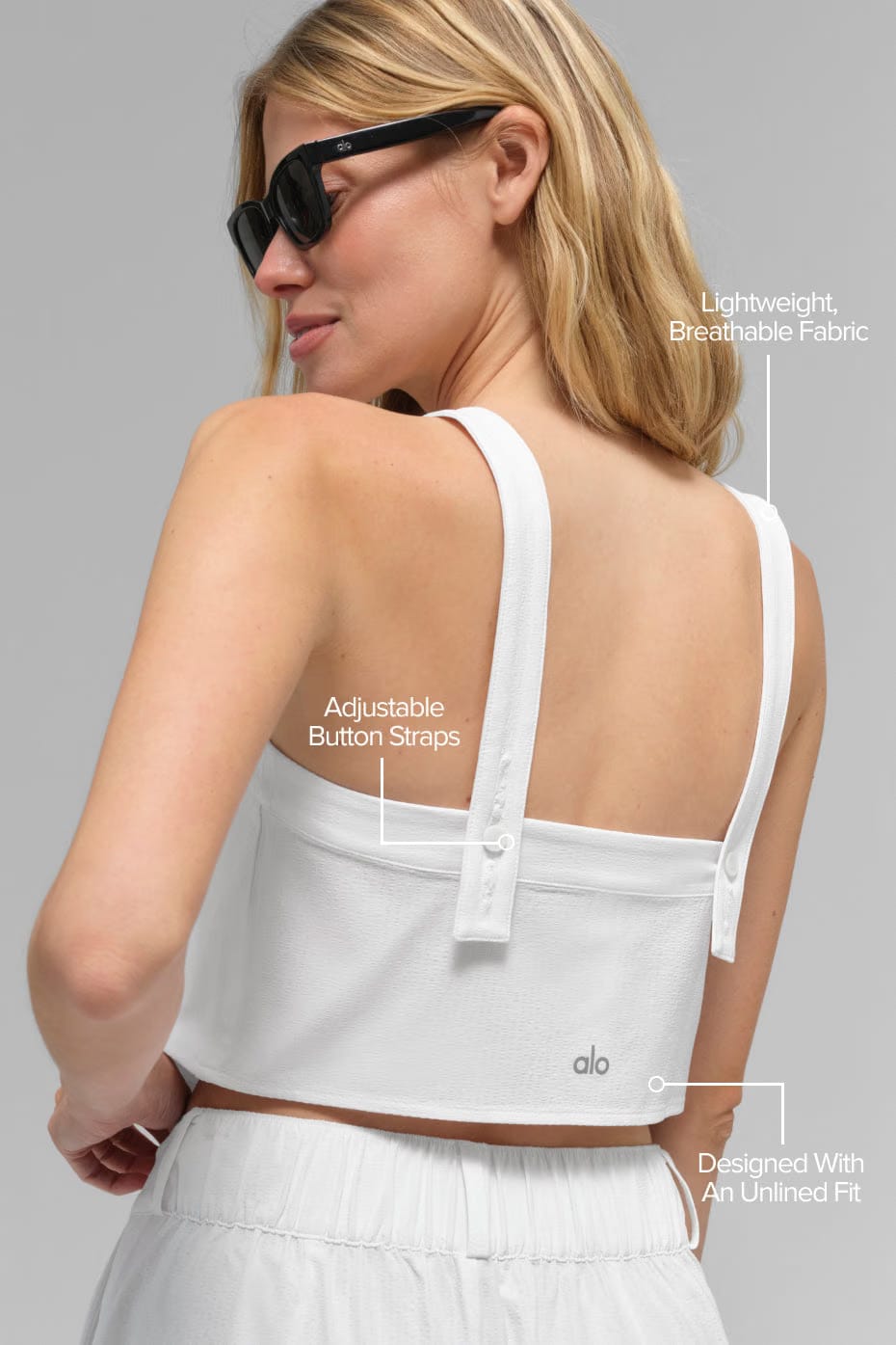 Alo Yoga Cropped Dreamscape Tank - White