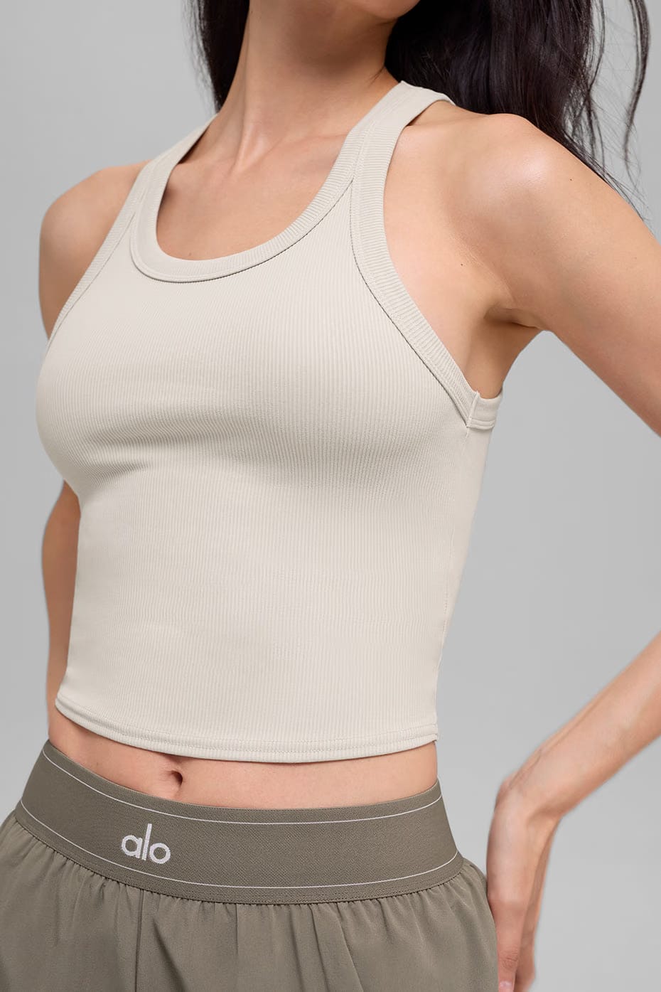 Alo Yoga Goddess Ribbed Go-To Tank - Bone