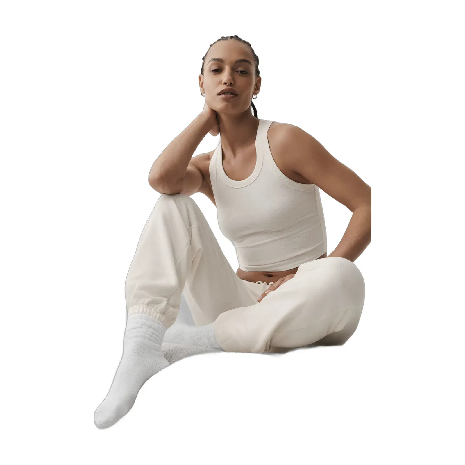 Alo Yoga Goddess Ribbed Go-To Tank - Ivory