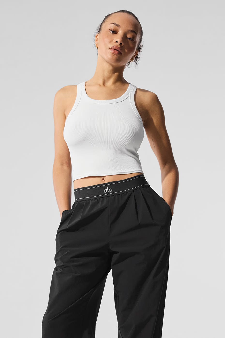 Alo Yoga Goddess Ribbed Go-To Tank - White