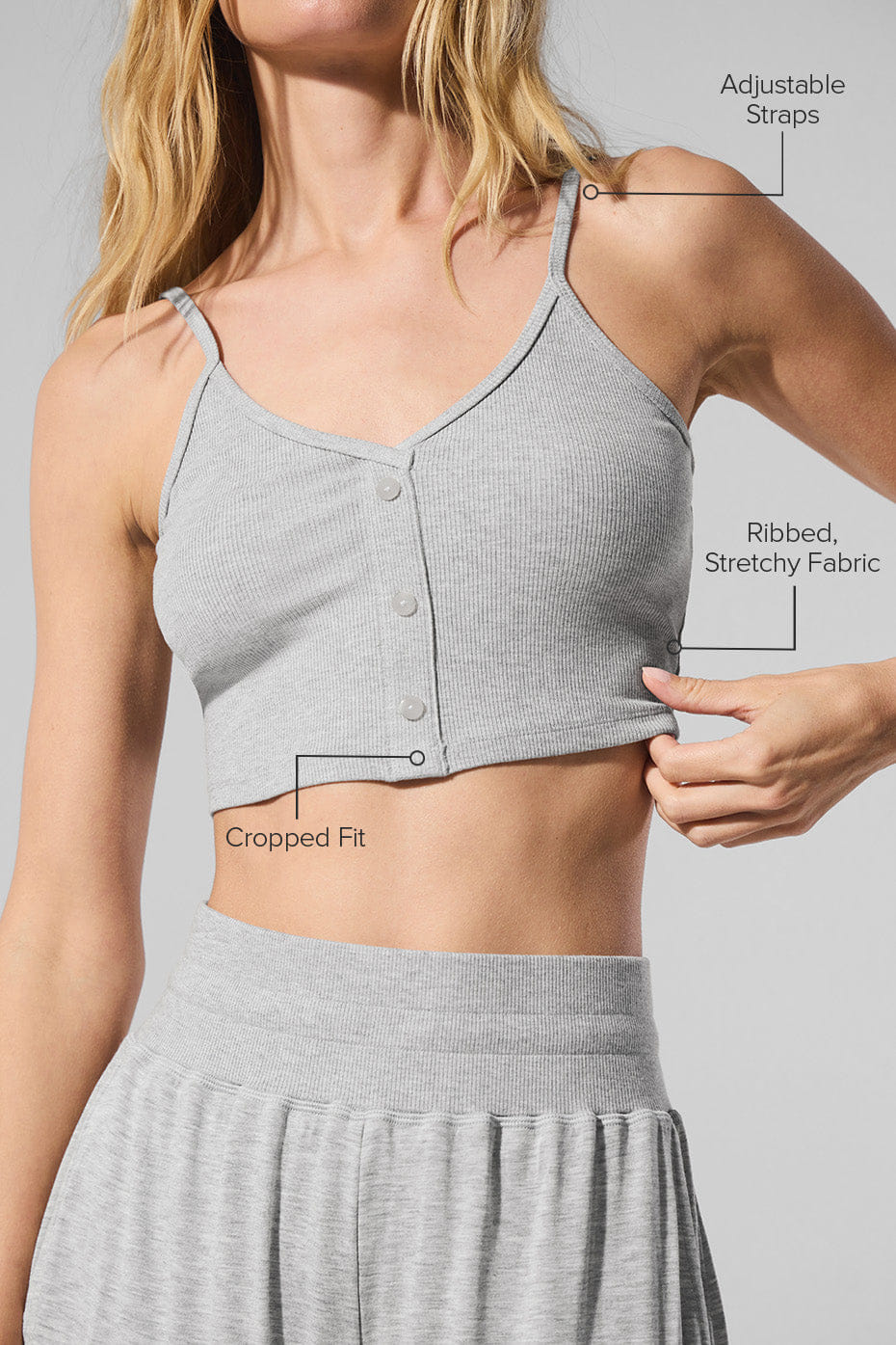 Alo Yoga Ribbed Delicate Lounge Tank - Athletic Heather Grey