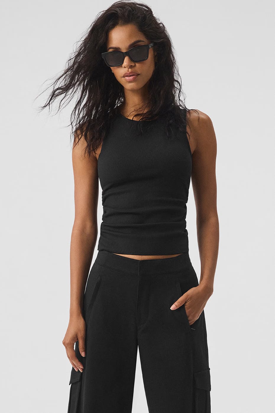 Alo Yoga Ribbed En Pointe Tank - Black