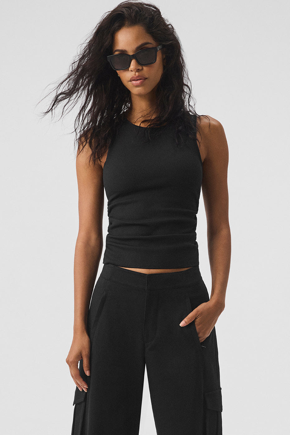 Alo Yoga Ribbed En Pointe Tank - Black