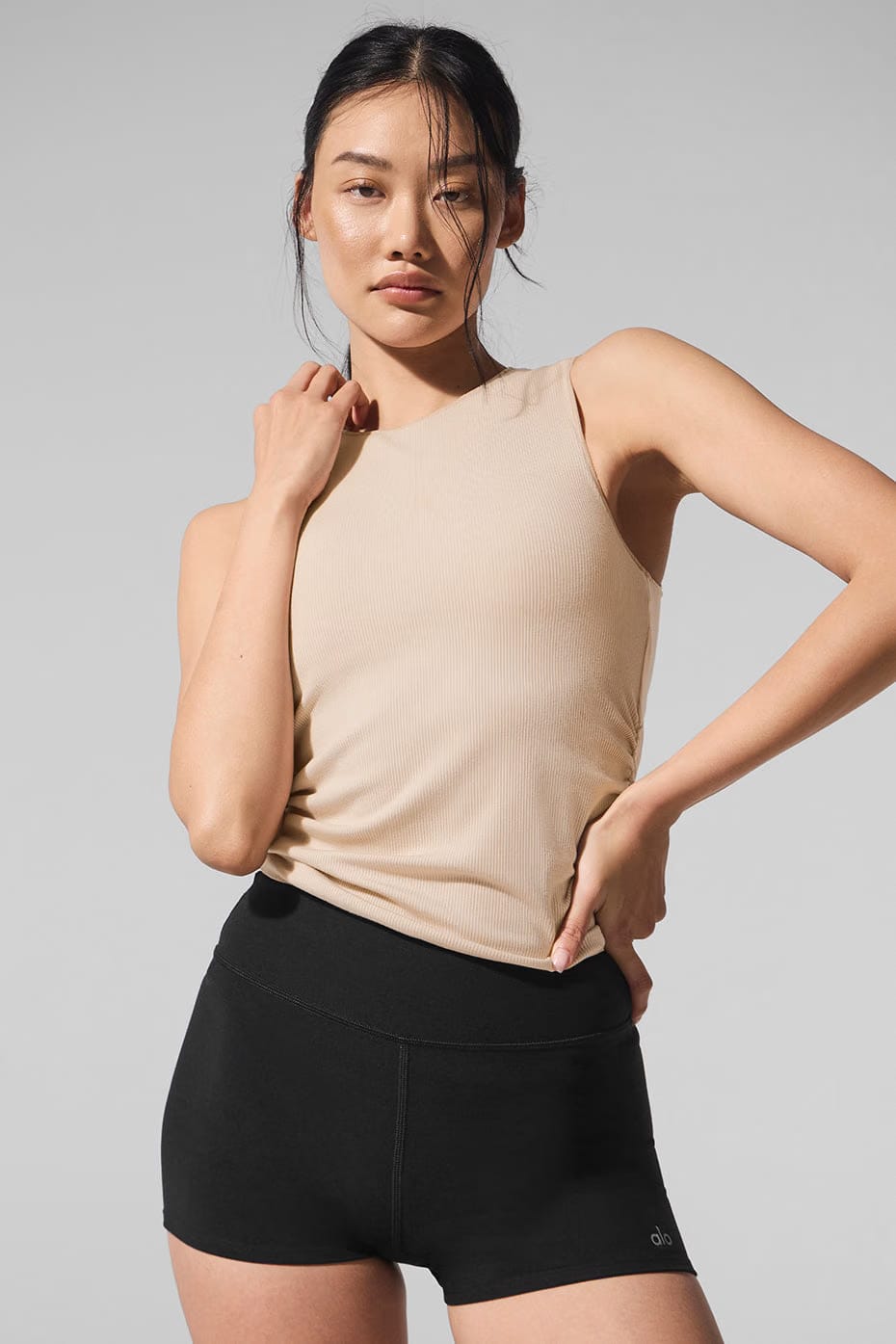 Alo Yoga Ribbed En Pointe Tank - Macadamia