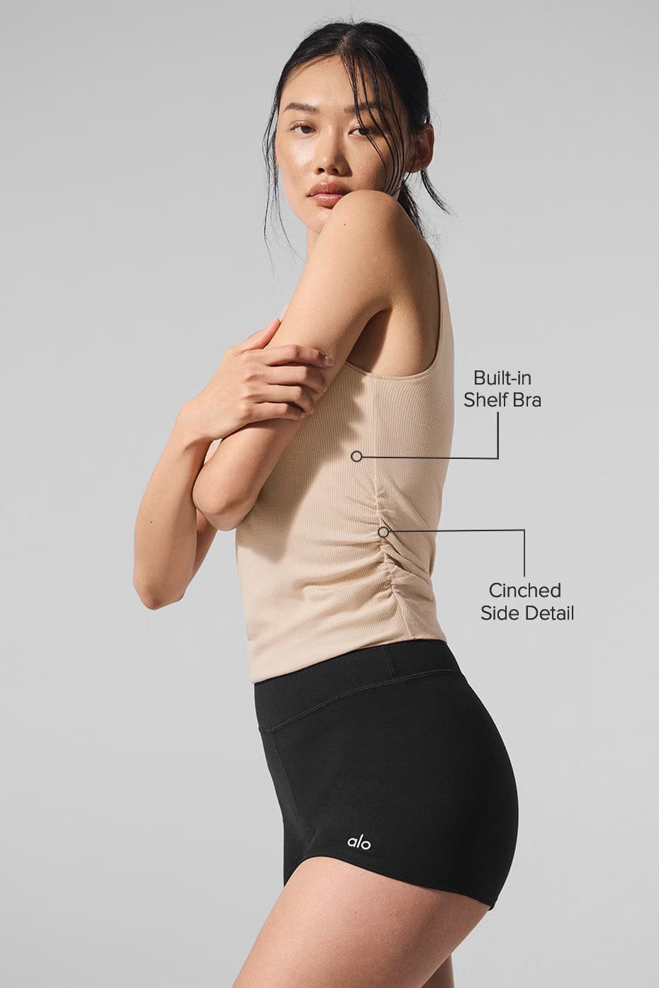 Alo Yoga Ribbed En Pointe Tank - Macadamia