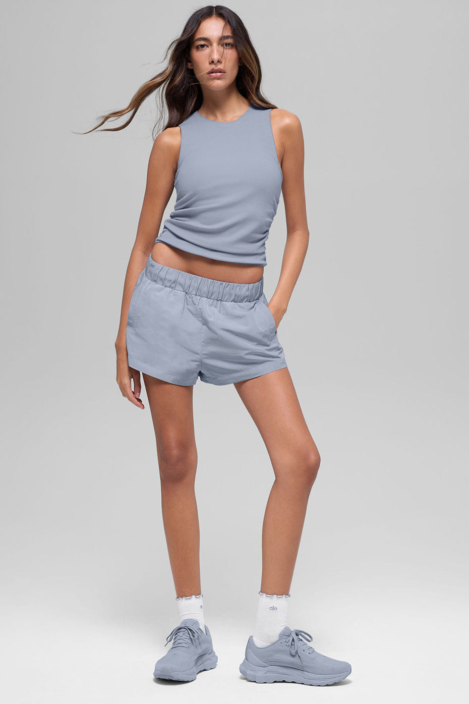 Alo Yoga Ribbed En Pointe Tank - Winter Frost