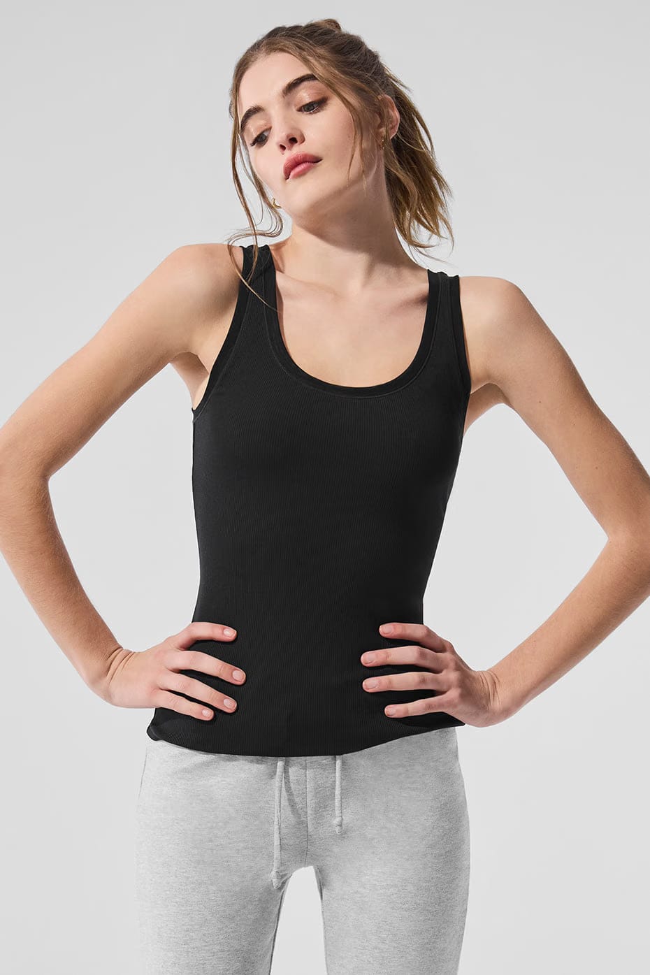 Alo Yoga Ribbed Mesh Secret Tank - Black