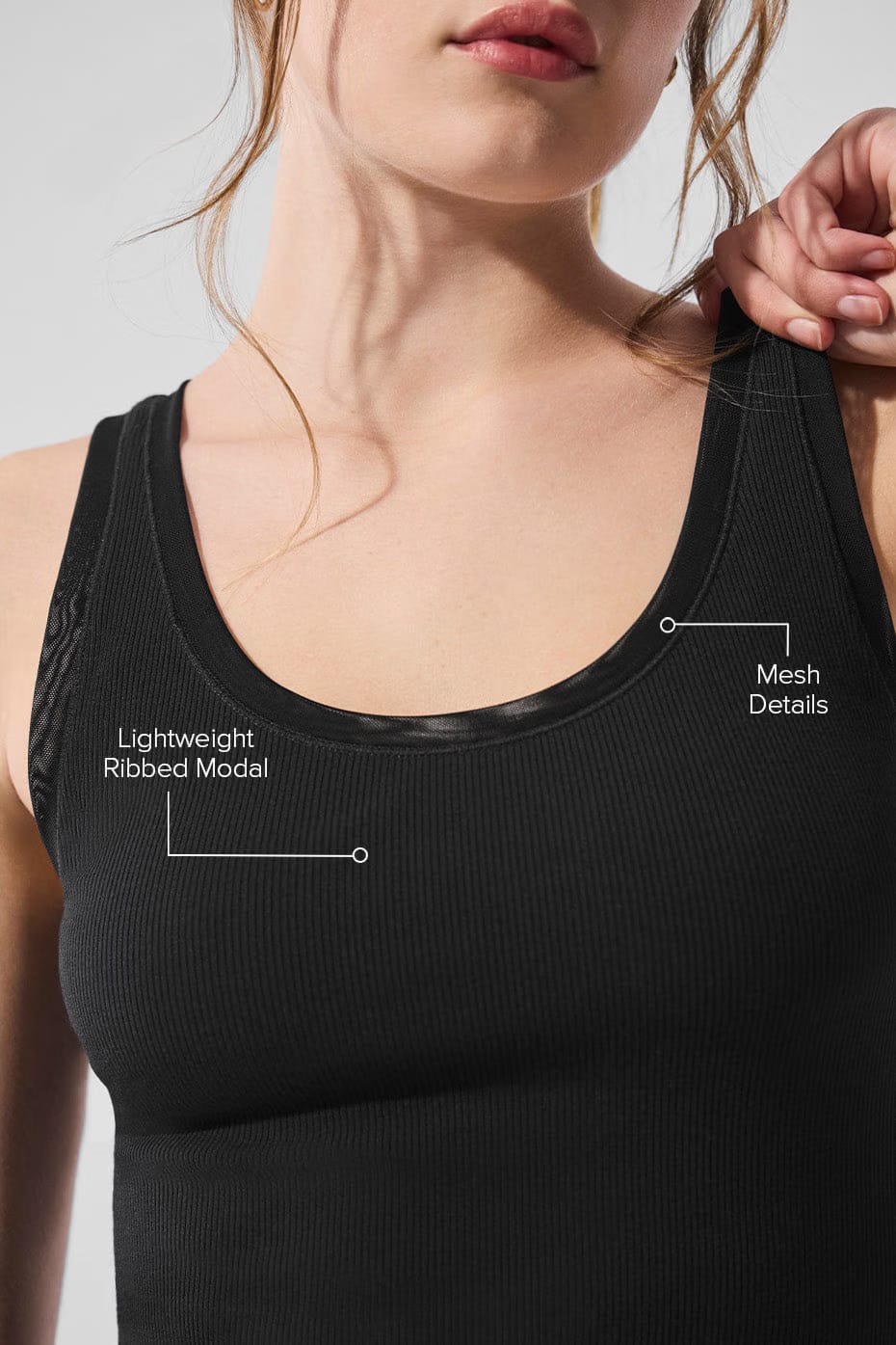 Alo Yoga Ribbed Mesh Secret Tank - Black