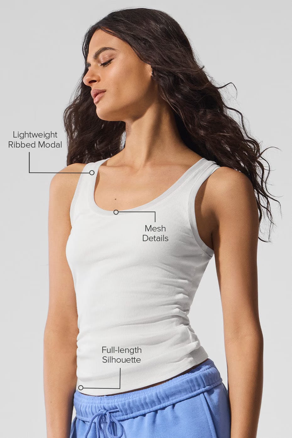 Alo Yoga Ribbed Mesh Secret Tank - White