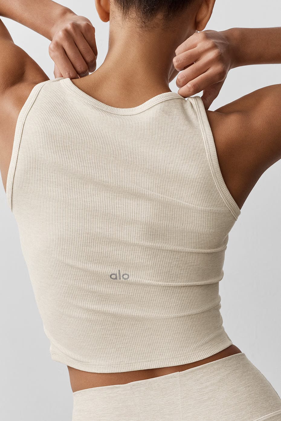 Alo Yoga Ribbed Modal Henley Tank - Oatmeal Heather