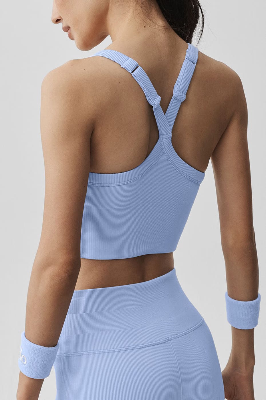 Alo Yoga Seamless Ribbed Favorite Bra Tank - Light Provence Blue