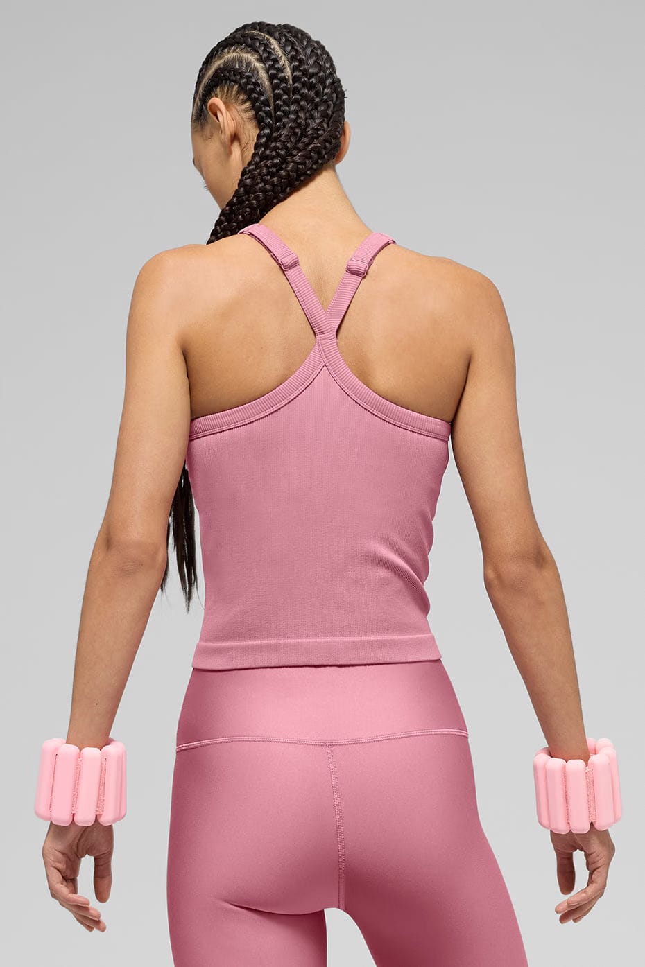 Alo Yoga Seamless Ribbed Favorite Full Length Bra Tank - Pink Wild Rose
