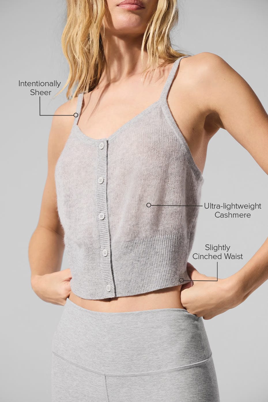 Alo Yoga Sheer Cashmere Tank - Athletic Heather Grey