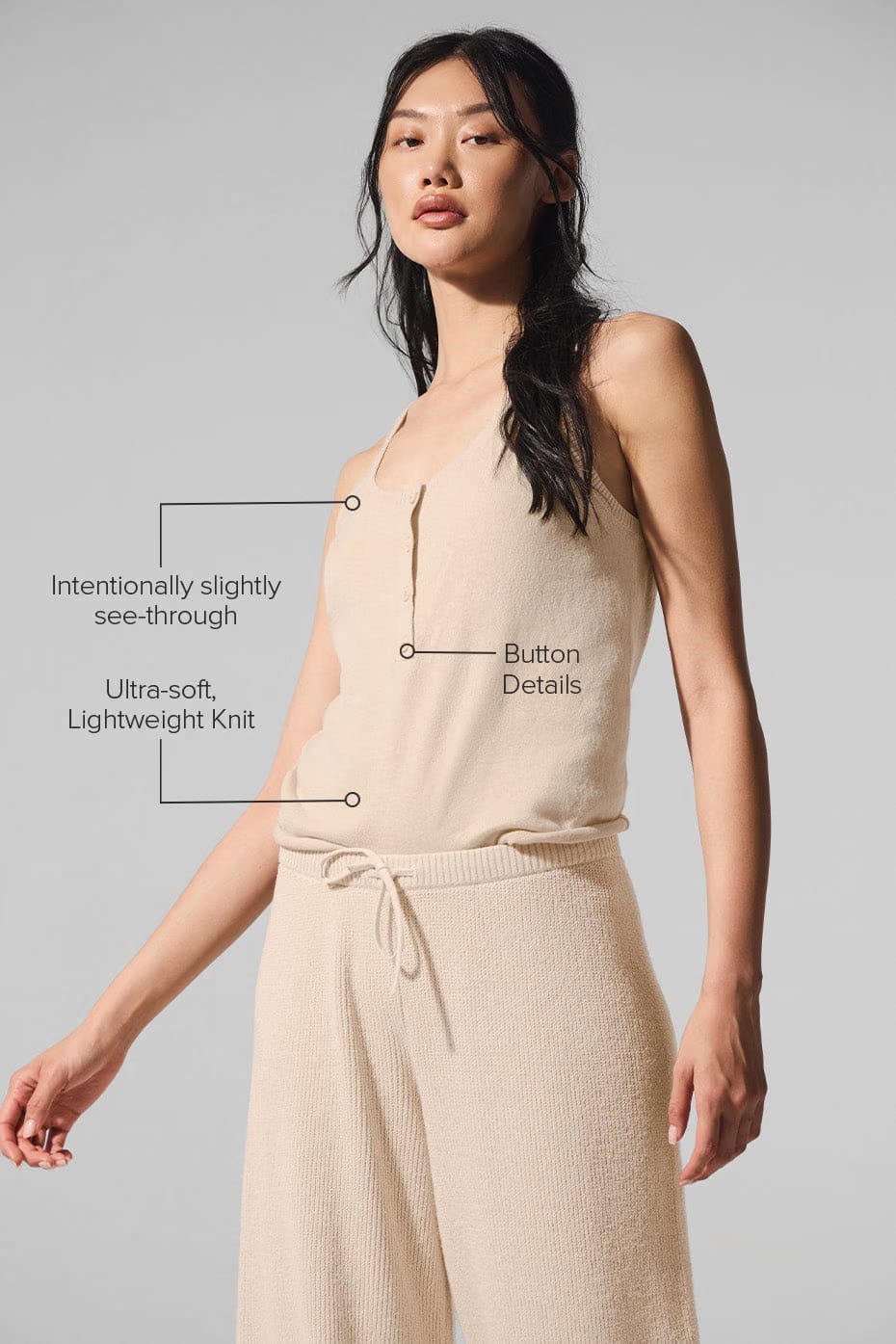 Alo Yoga Supernatural Sweater Henley Tank - Macadamia