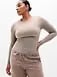 Athleta BodyMove Crew Neck Long Sleeve Top - Beige (Mortar Mushroom)