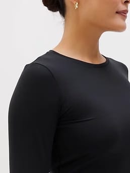 Athleta BodyMove Crew Neck Long Sleeve Top - Black (Black)