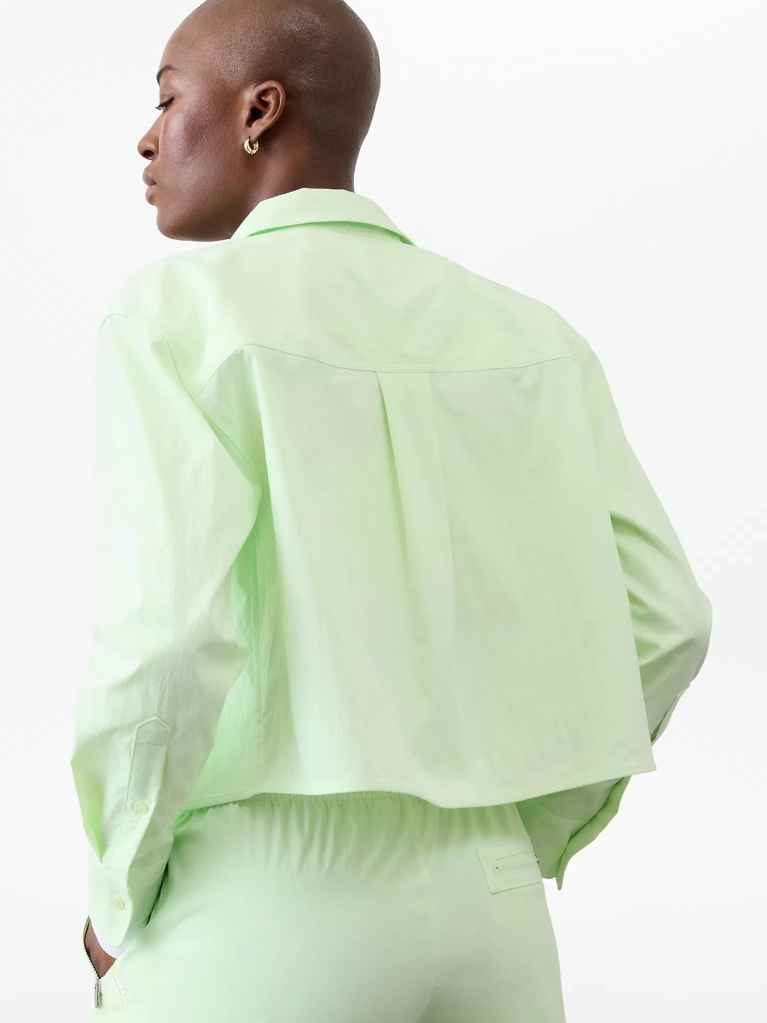 Athleta Midday Cropped Poplin Shirt - Green (Mint Tint)