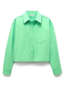 Athleta Midday Cropped Poplin Shirt - Green (Palmetto)