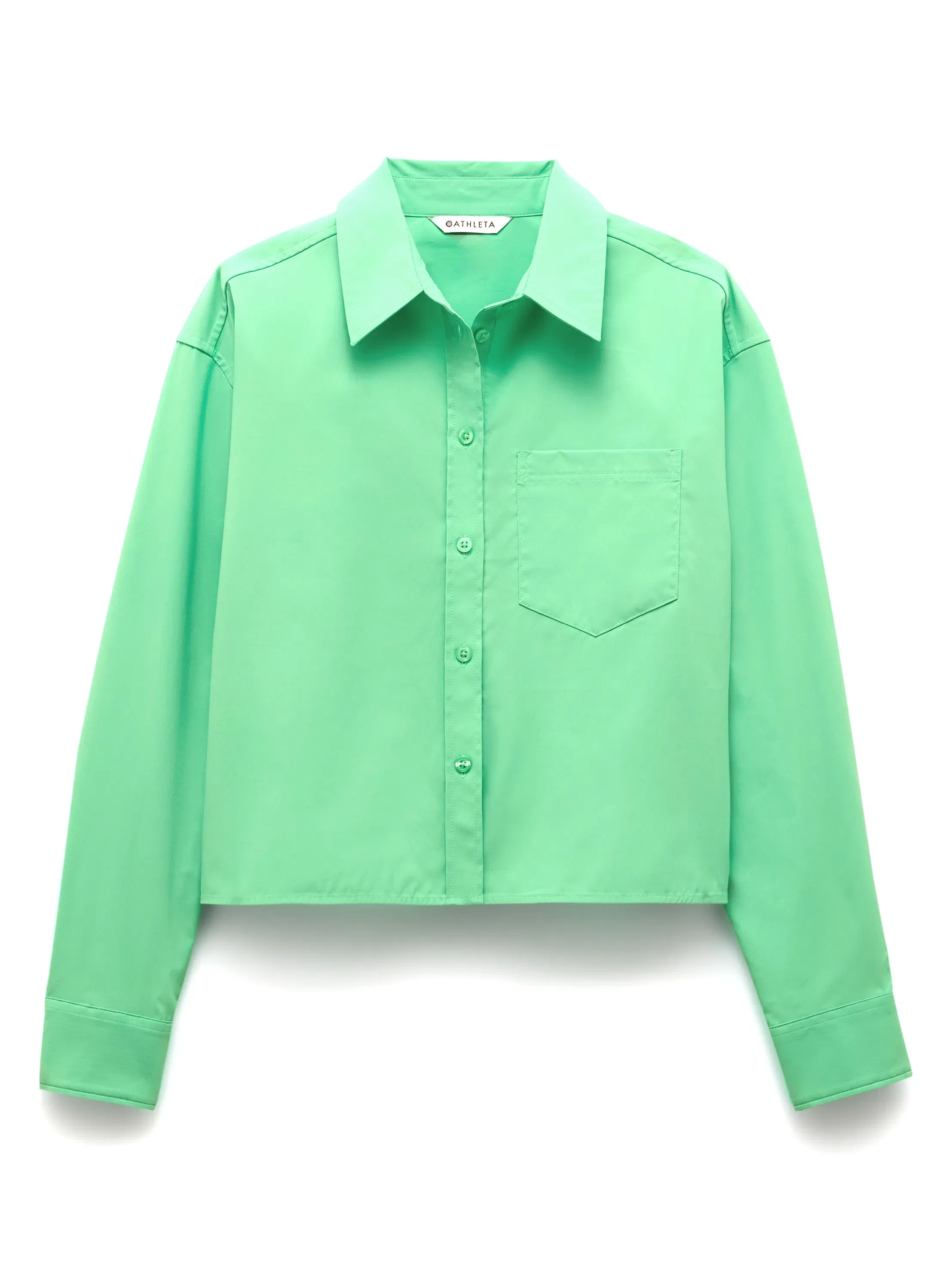 Athleta Midday Cropped Poplin Shirt - Green (Palmetto)