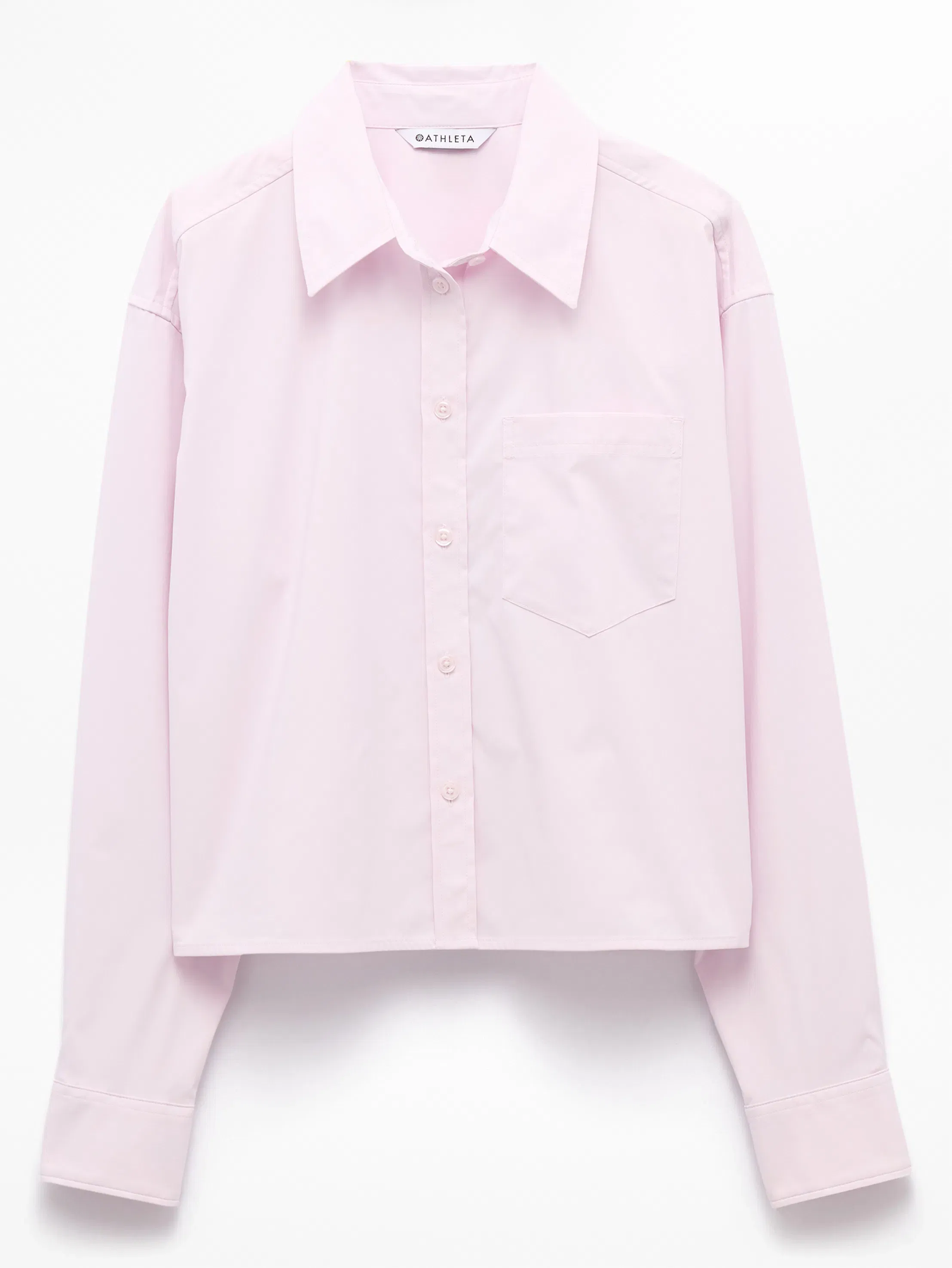 Athleta Midday Cropped Poplin Shirt - Pink (Ballet)