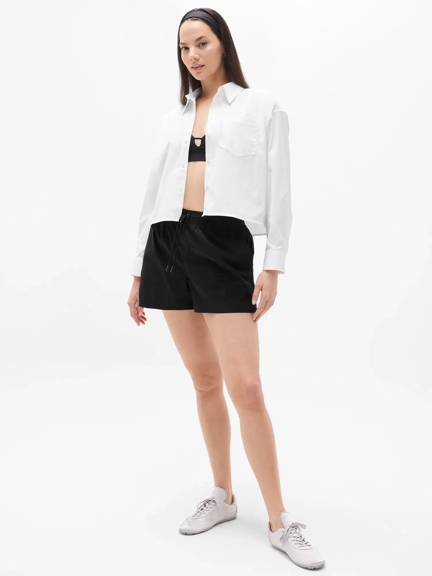 Athleta Midday Cropped Poplin Shirt - White (Bright White)