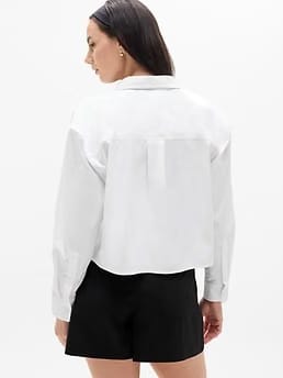 Athleta Midday Cropped Poplin Shirt - White (Bright White)