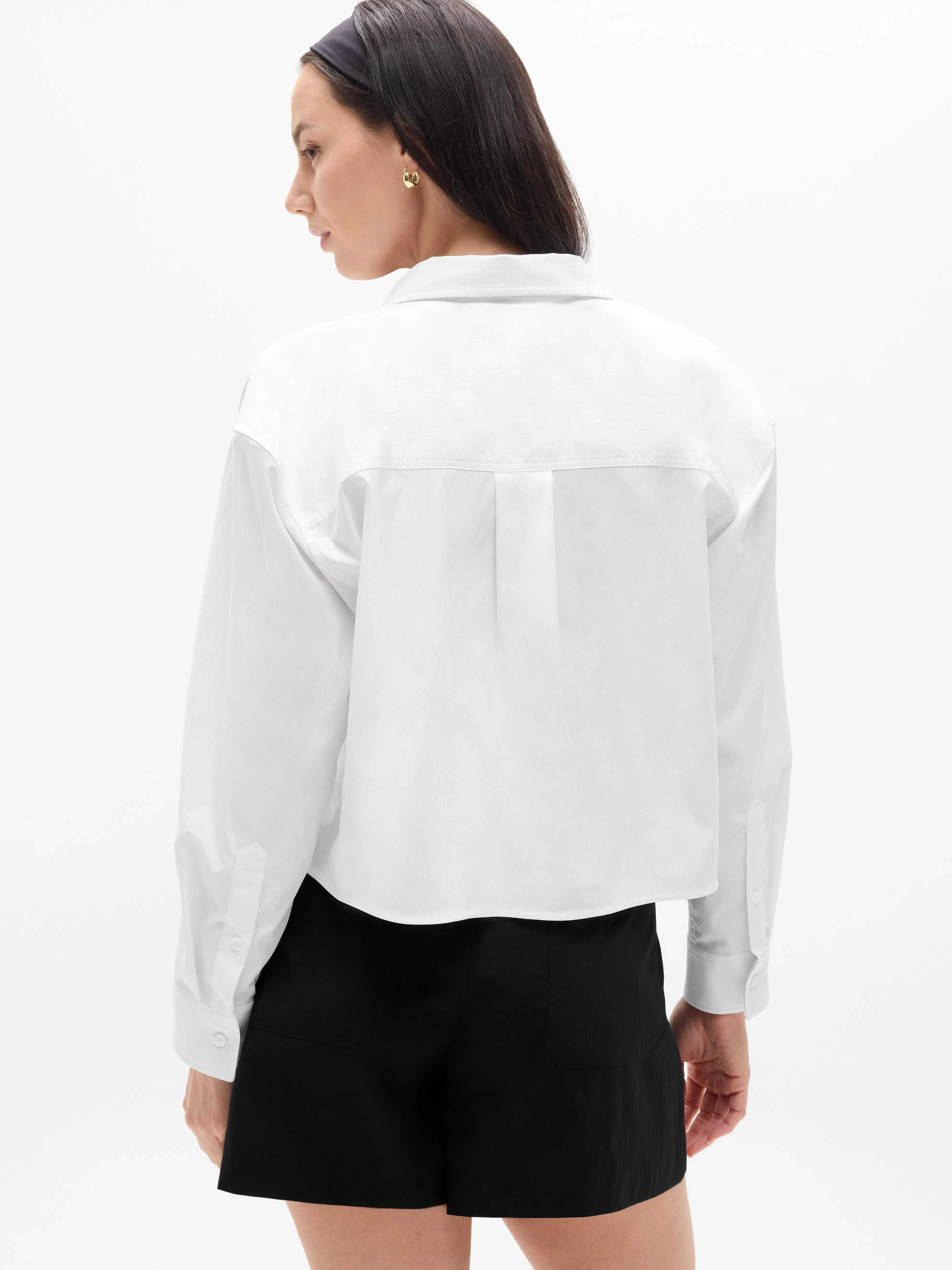 Athleta Midday Cropped Poplin Shirt - White (Bright White)