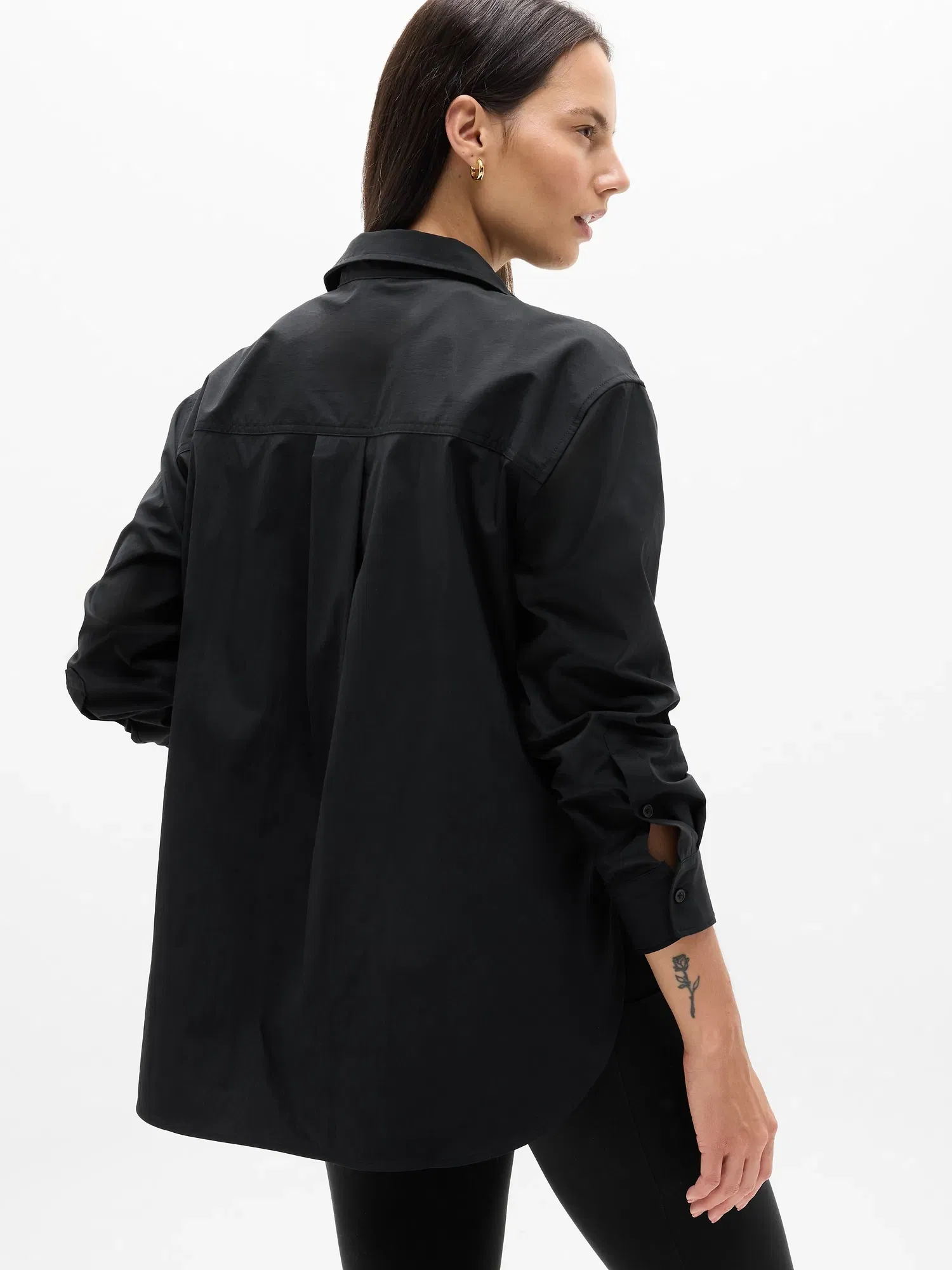 Athleta Midday Oversized Poplin Shirt - Black (Black)