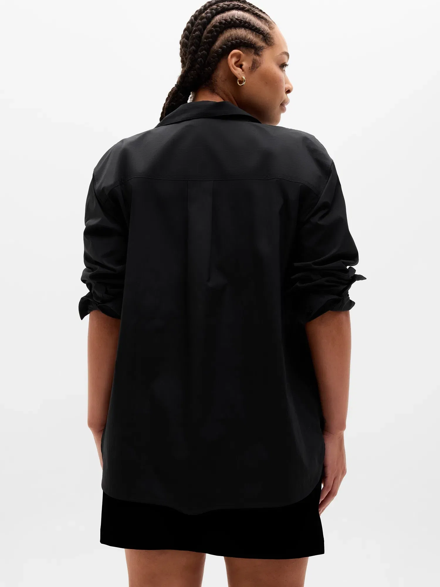 Athleta Midday Relaxed Poplin Shirt - Black (Black)