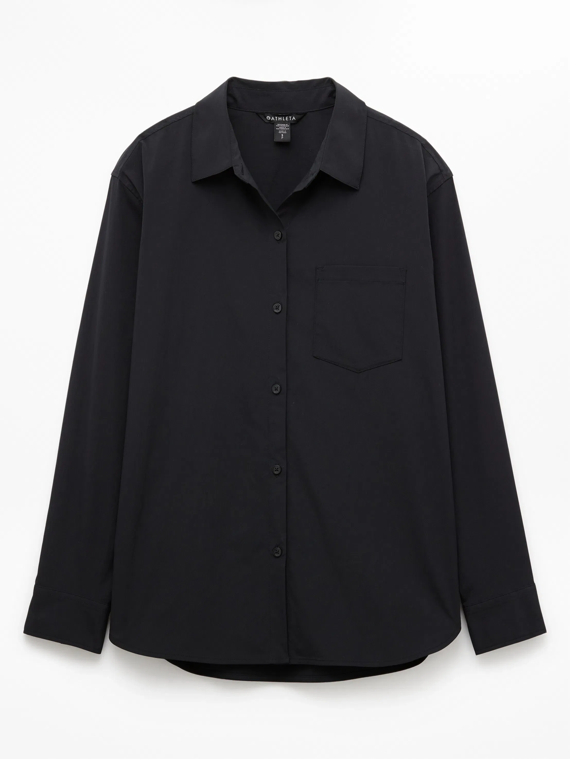 Athleta Midday Relaxed Poplin Shirt - Black (Black)