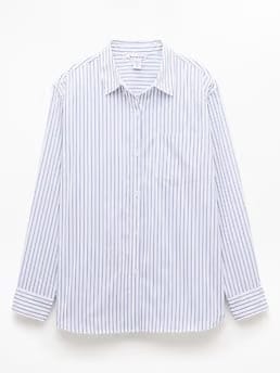 Athleta Midday Relaxed Poplin Shirt - Gray (Hawthorne Stripe Slate)