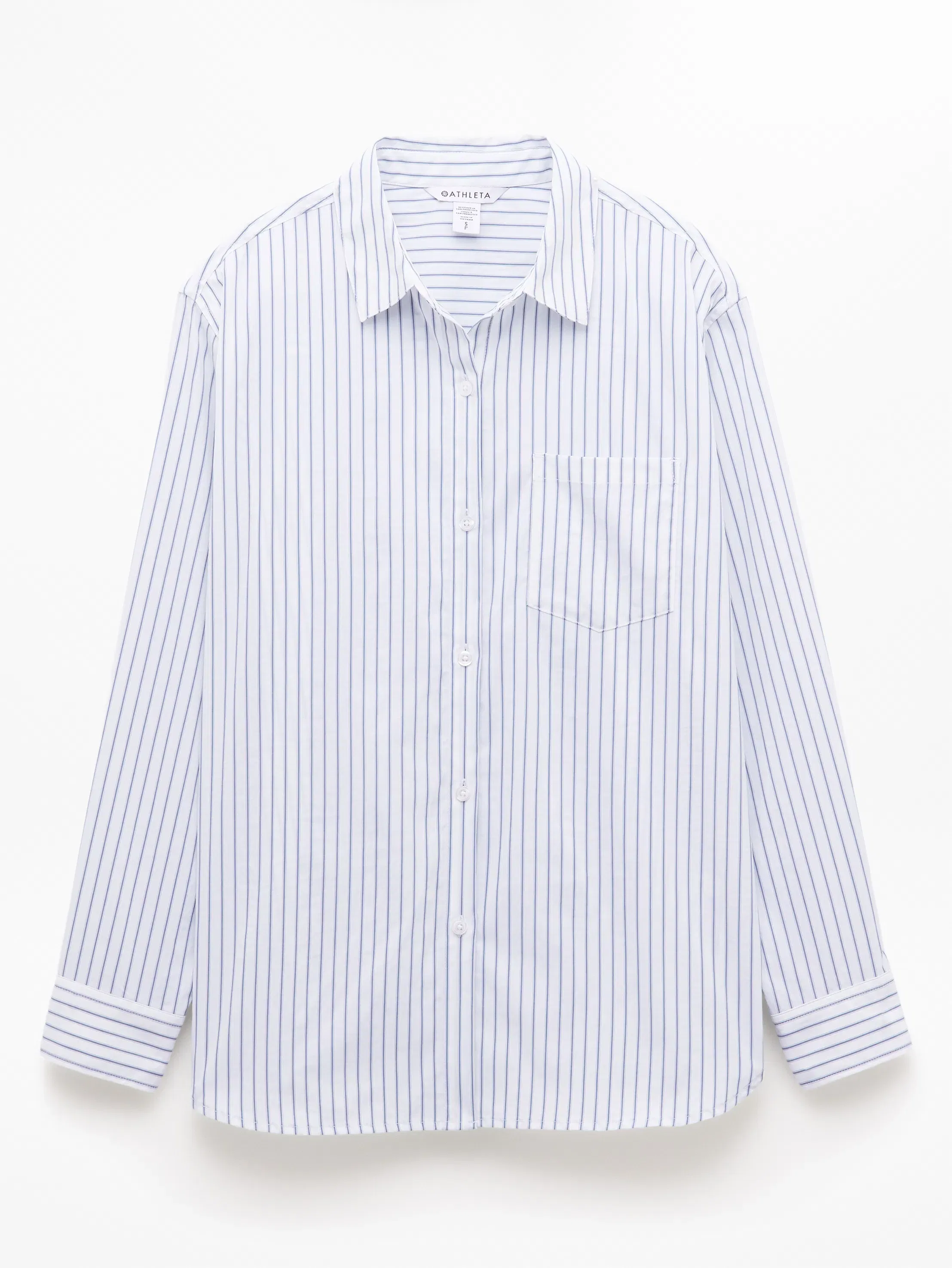 Athleta Midday Relaxed Poplin Shirt - Gray (Hawthorne Stripe Slate)
