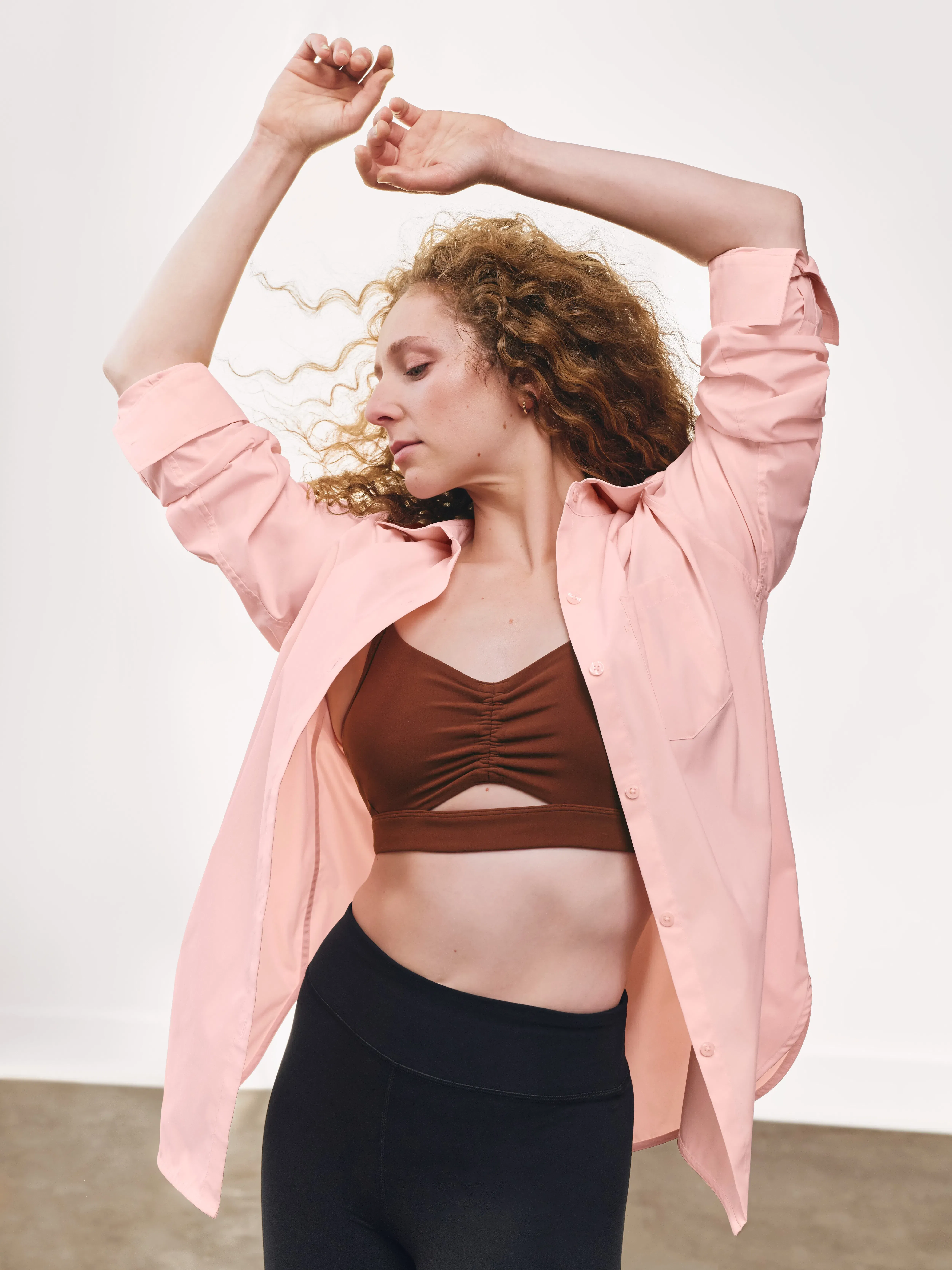 Athleta Midday Relaxed Poplin Shirt - Pink (Pink Sand)