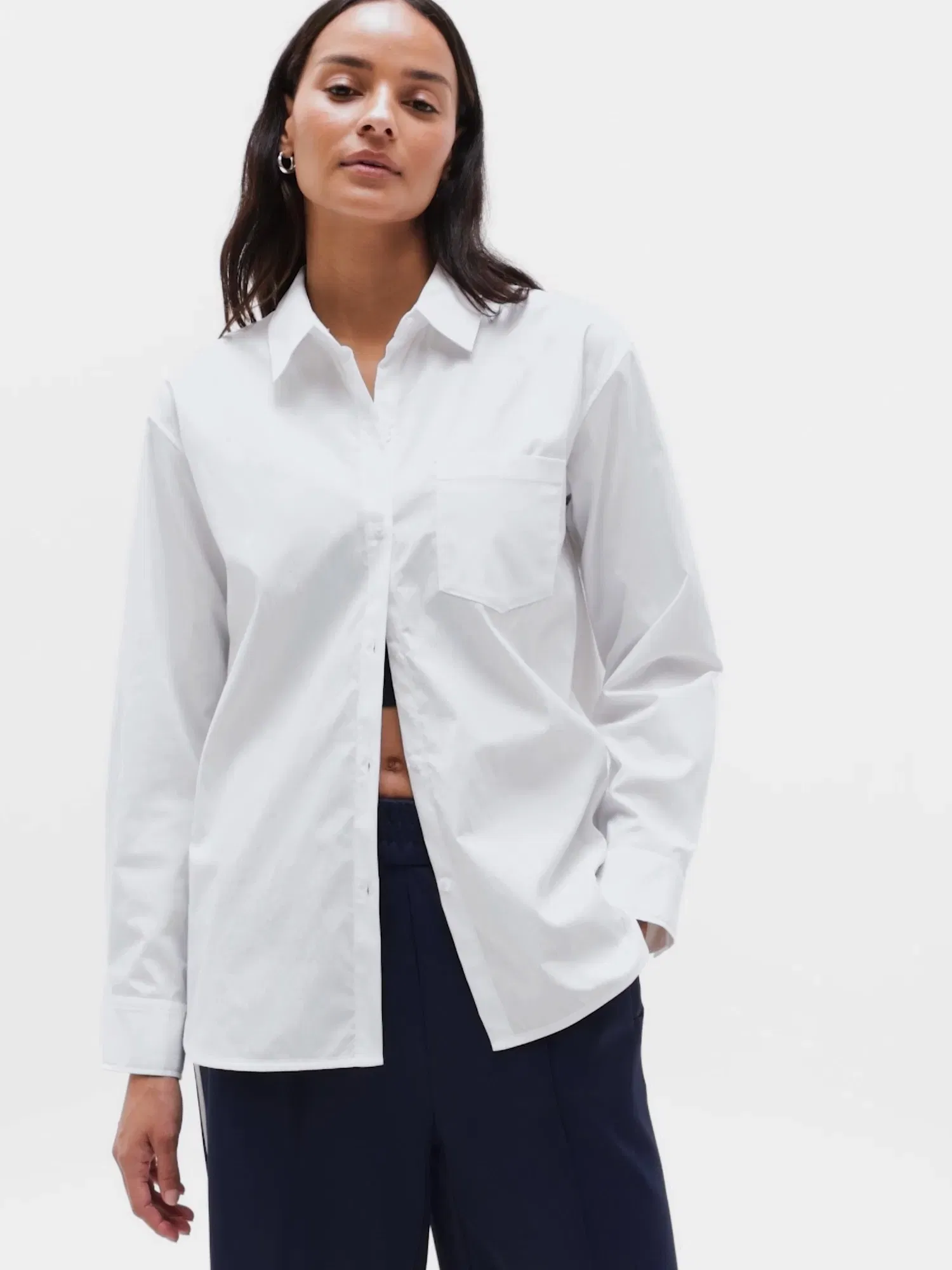 Athleta Midday Relaxed Poplin Shirt - White (Bright White)