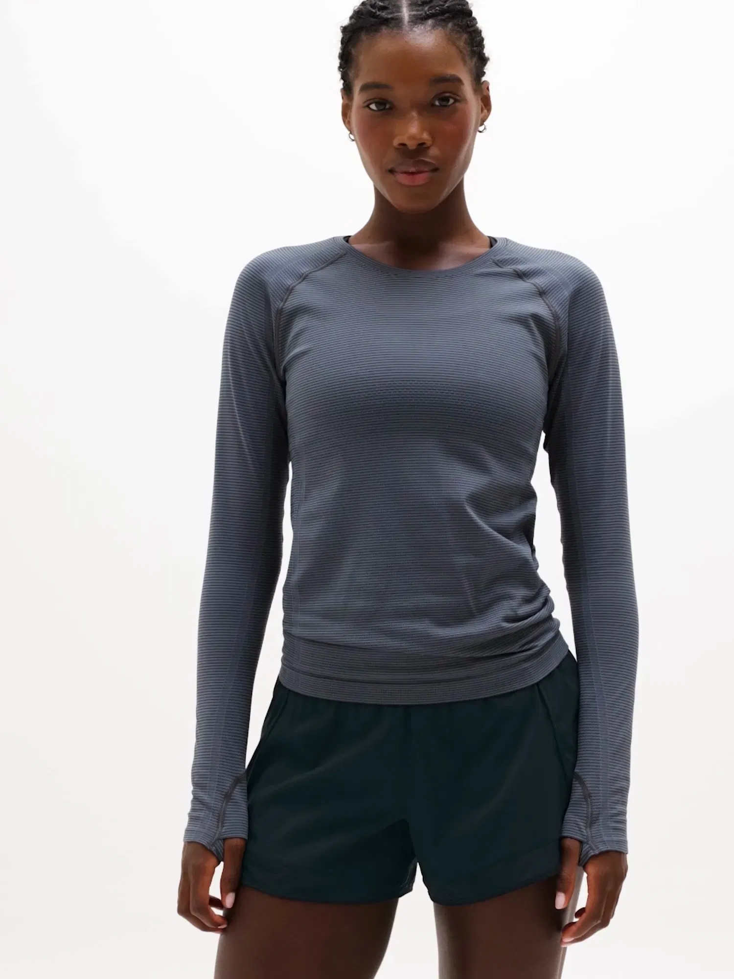 Athleta Momentum Flex Top - Gray (Slate Mini Stripe)