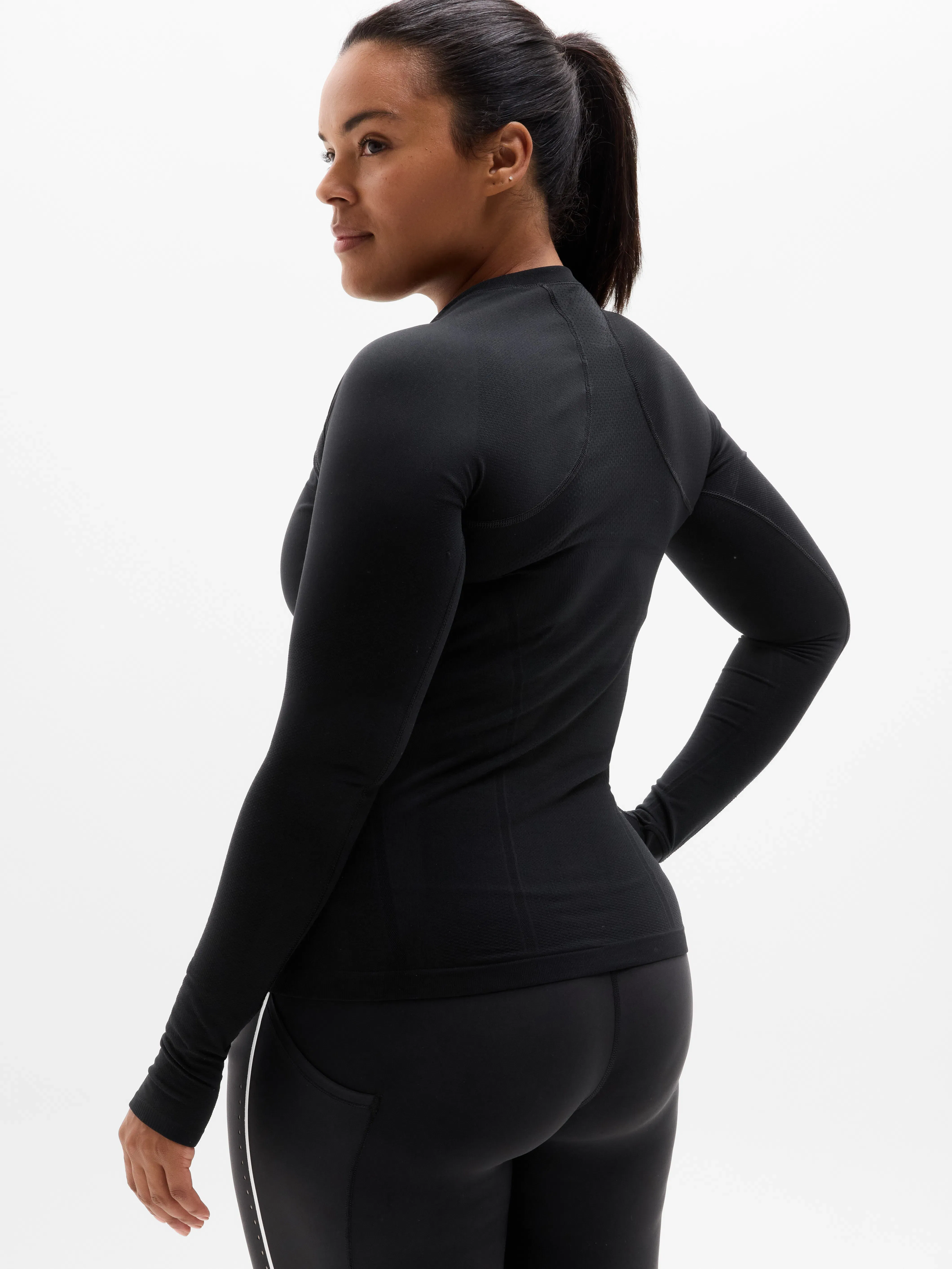 Athleta Momentum Seamless Top - Black (Black)
