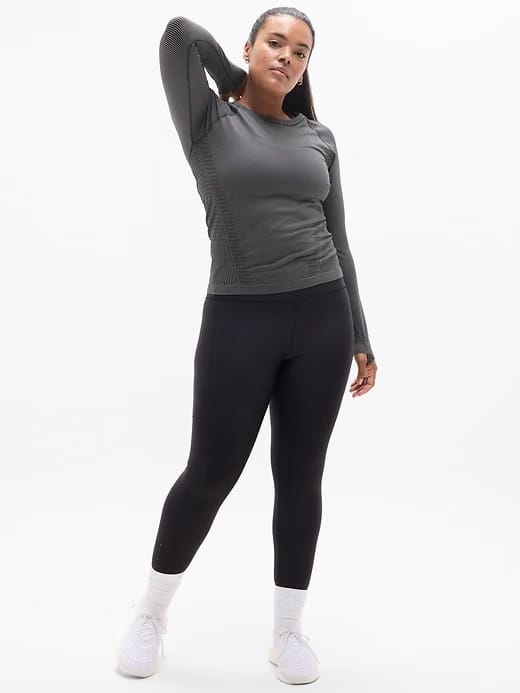 Athleta Momentum Seamless Top - Multi (Black Mini Stripe)