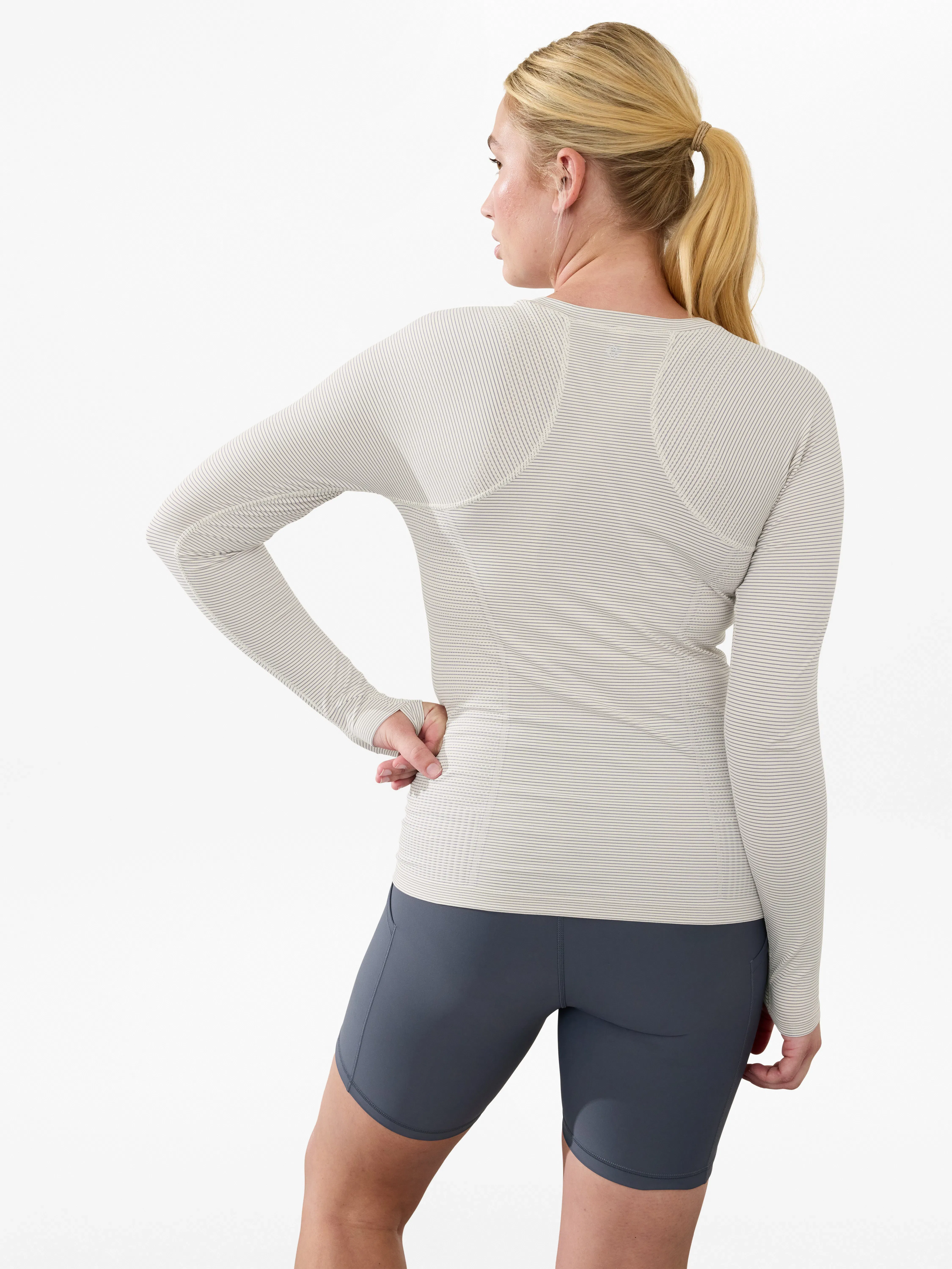 Athleta Momentum Seamless Top - Multi (White Mini Stripe)