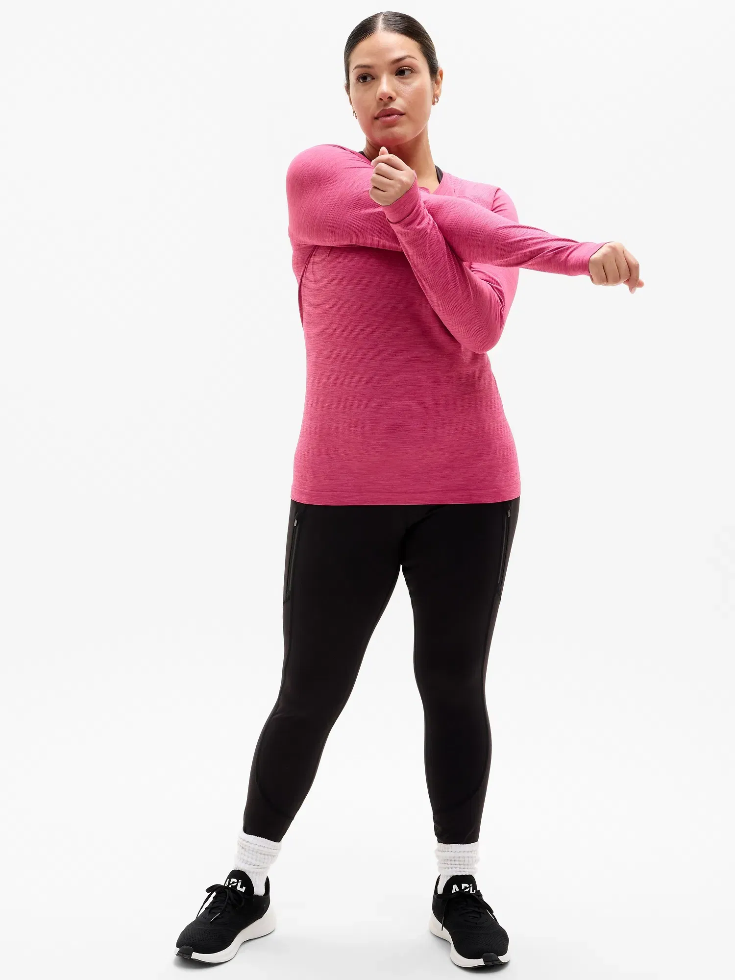 Athleta Momentum Seamless Top - Pink (Jewel Spacedye)