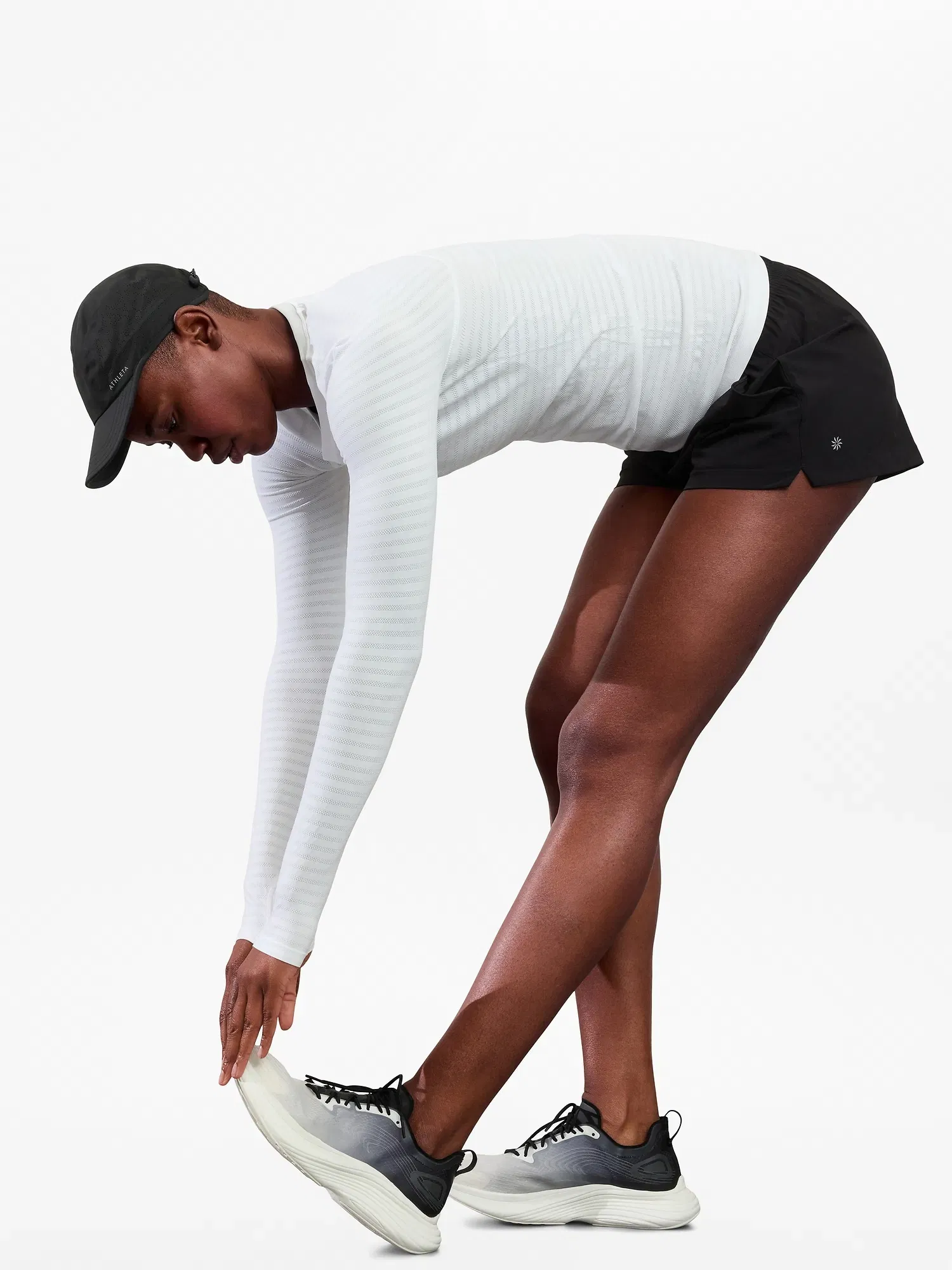 Athleta Momentum Seamless Top - White (Bright White Stripe)
