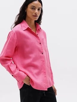 Athleta Retreat Linen Top - Pink (Cerise)