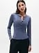 Athleta Signature Rib Long Sleeve Henley Top - Blue (Celestial)