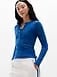 Athleta Signature Rib Long Sleeve Henley Top - Blue (Maritime)
