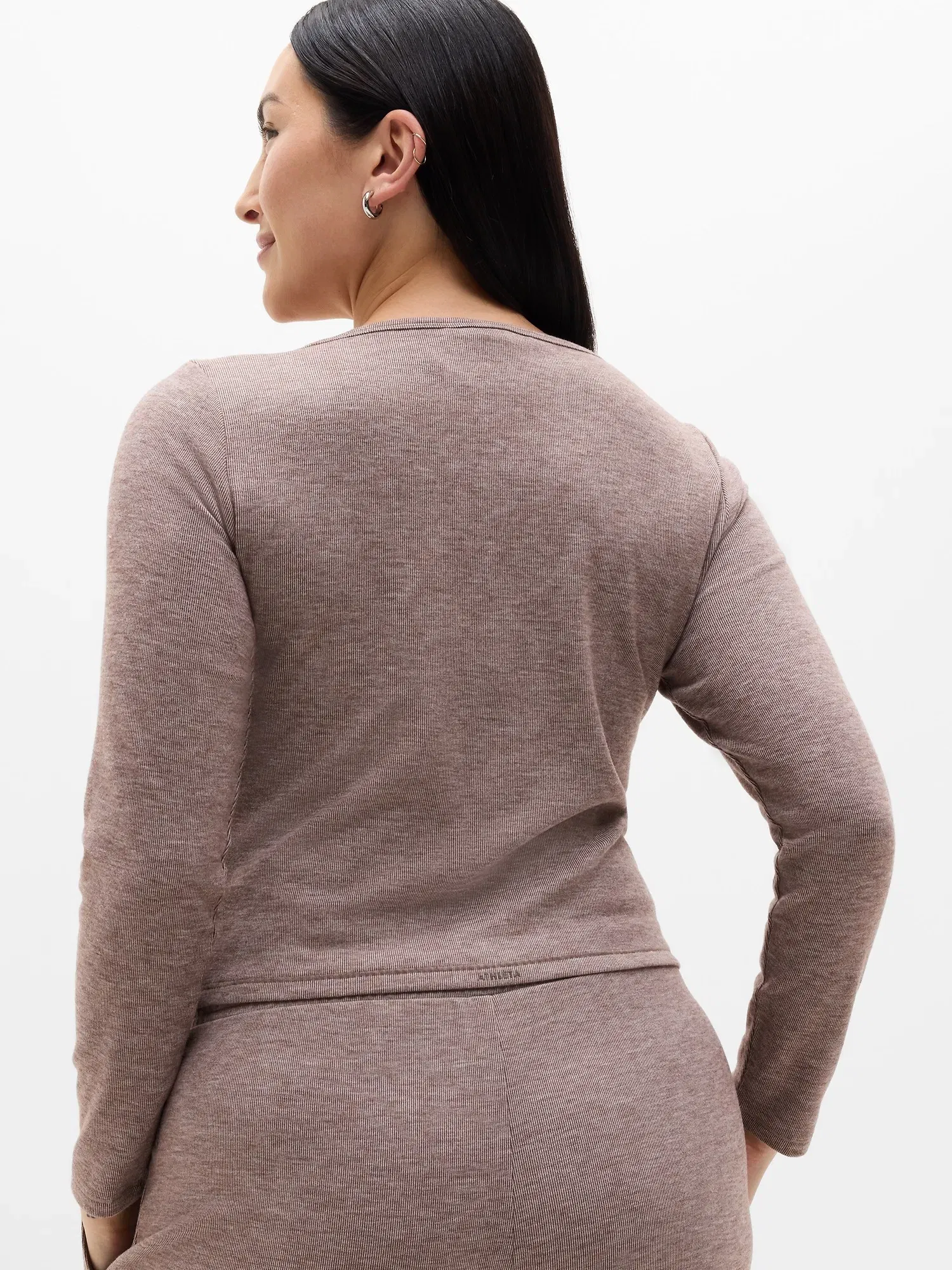 Athleta Sunday Rib Cardigan - Brown (Chocolate Brown Heather)