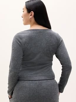 Athleta Sunday Rib Cardigan - Gray (Dark Grey Heather)