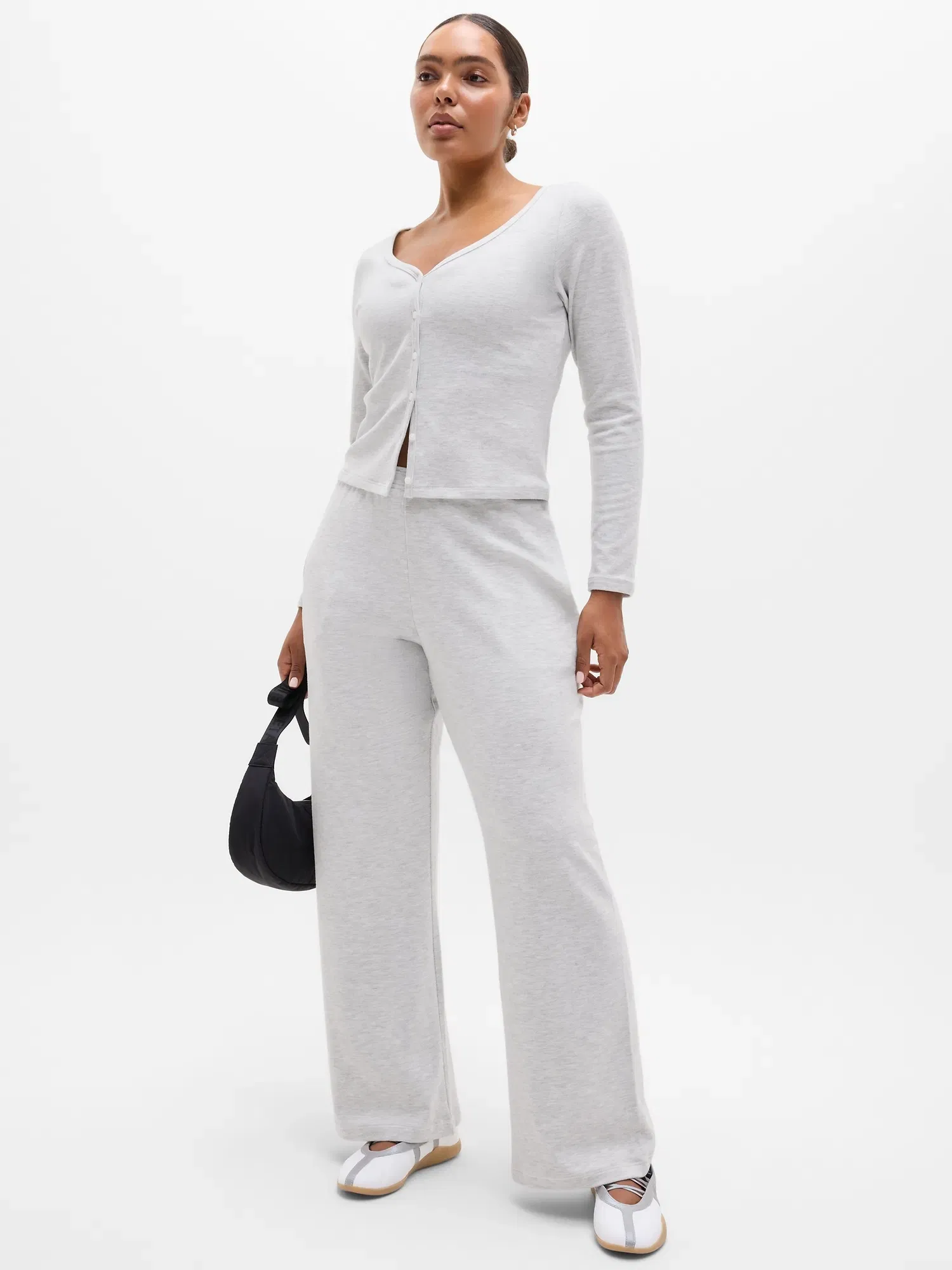 Athleta Sunday Rib Cardigan - Gray (Fog Grey Heather)