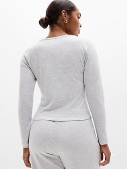 Athleta Sunday Rib Cardigan - Gray (Fog Grey Heather)
