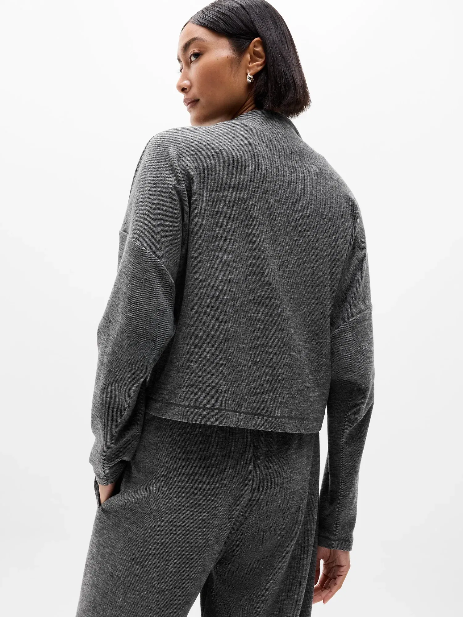Athleta Sunday Rib Dolman Top - Gray (Dark Grey Heather)