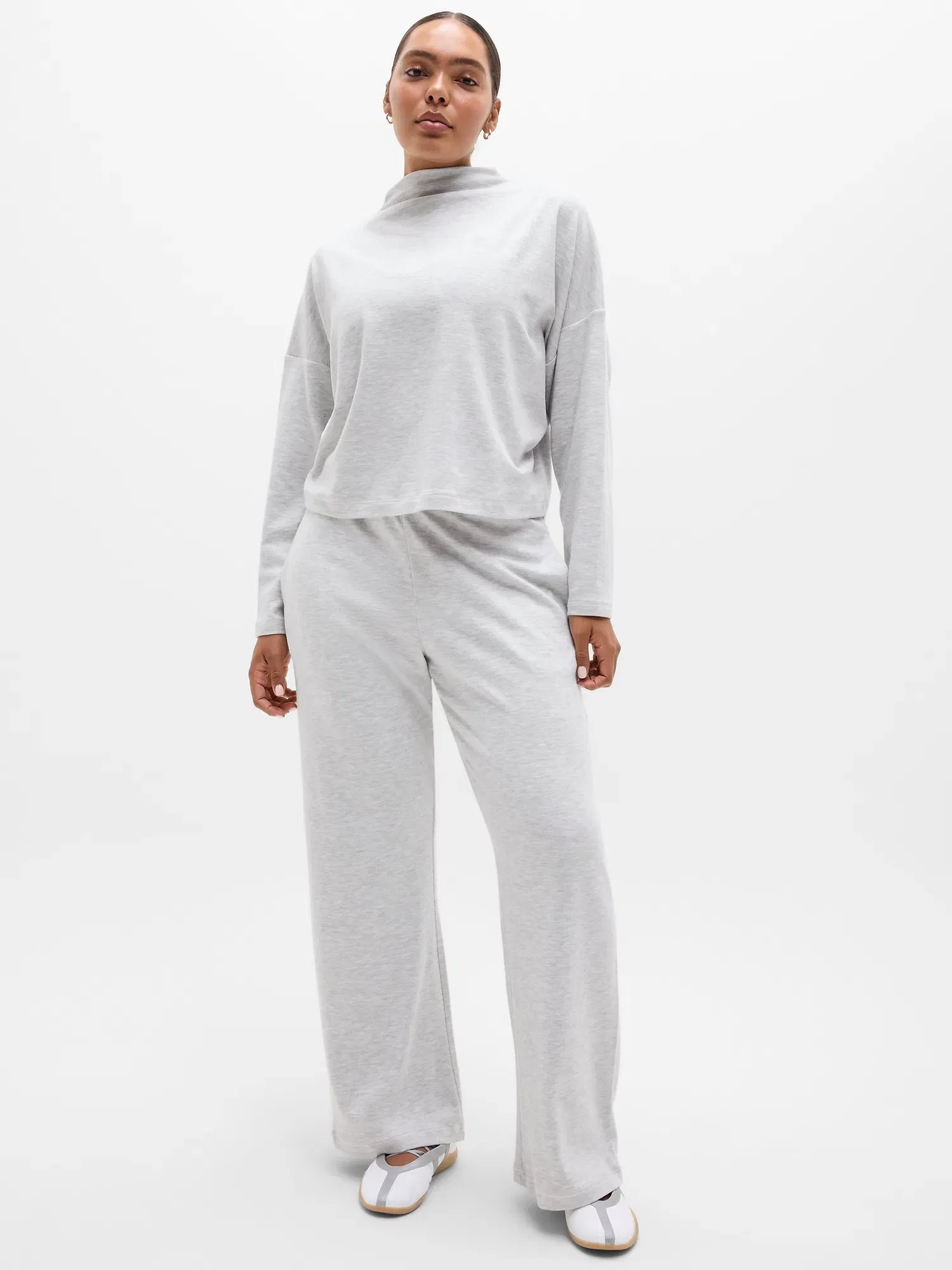 Athleta Sunday Rib Dolman Top - Gray (Fog Grey Heather)