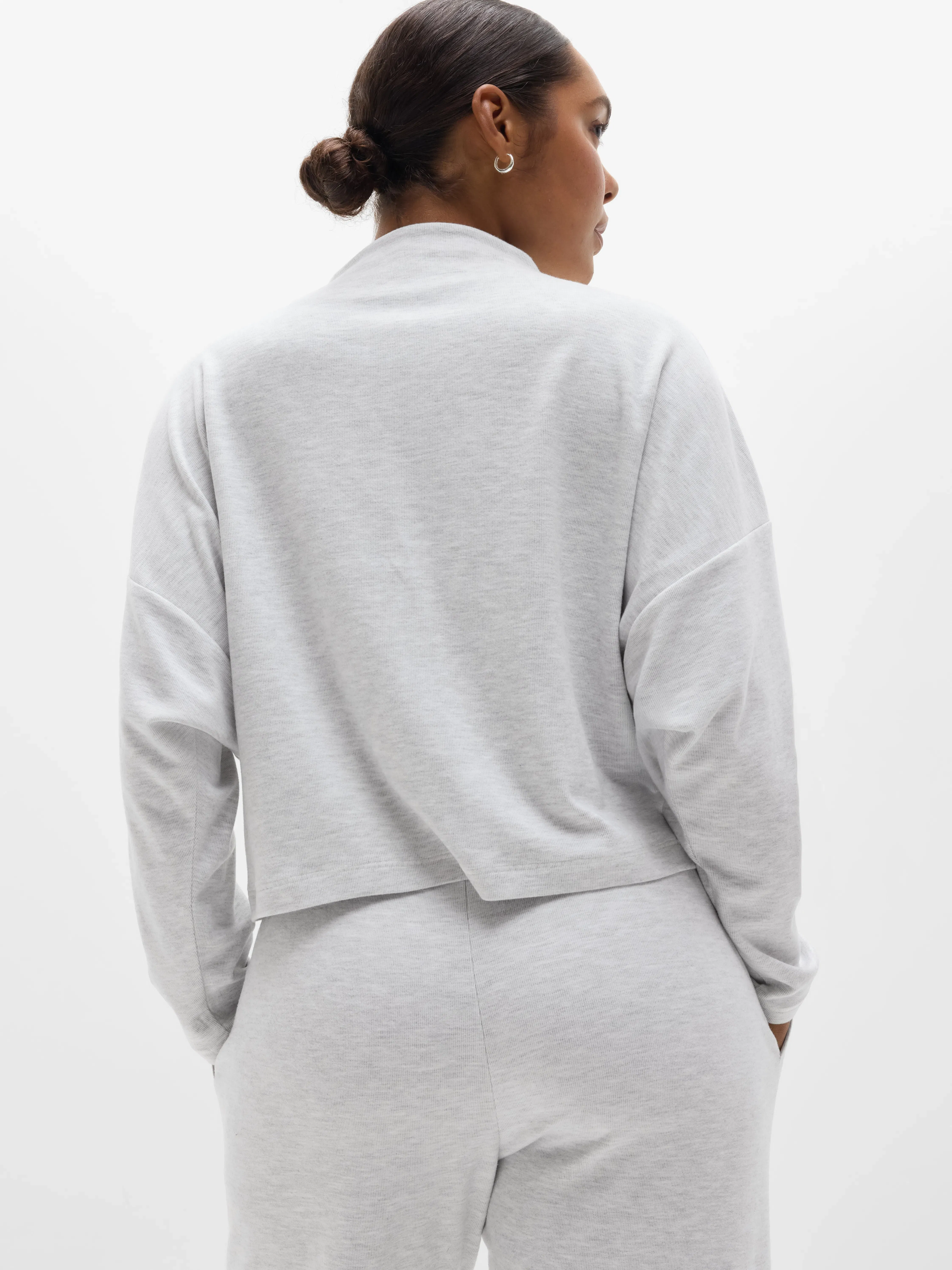 Athleta Sunday Rib Dolman Top - Gray (Fog Grey Heather)